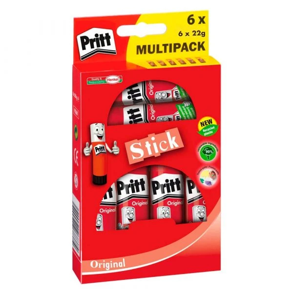 Pritt Klebestift 6 x 22g im Multi-Pack, lösemittelfrei (EAN: 5410091268374)