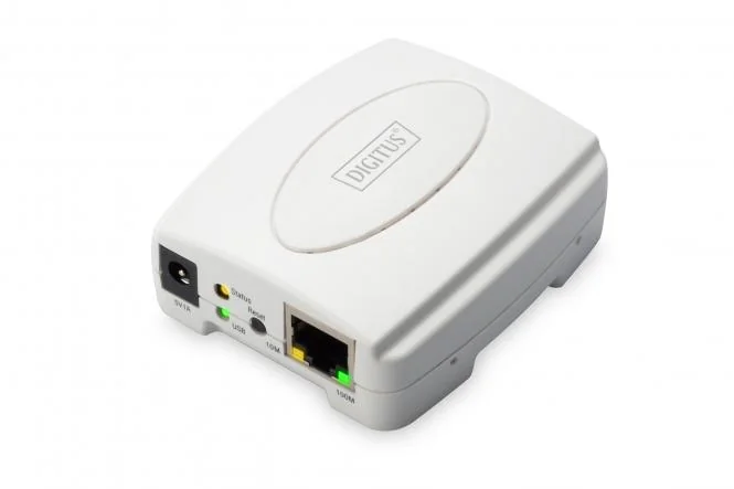 DIGITUS Fast Ethernet Printserver, 1 x USB 2.0, weiß (EAN: 4016032446286)