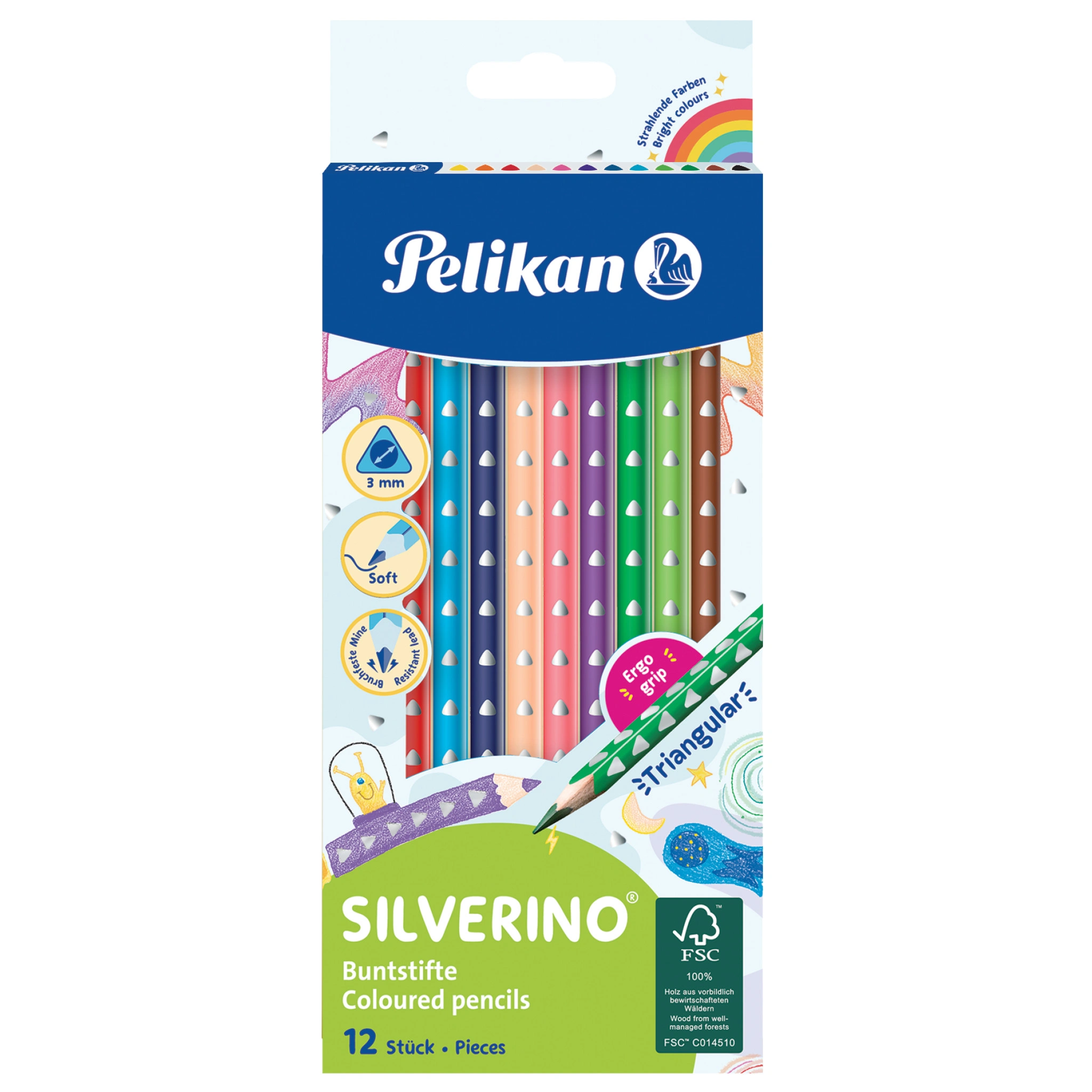 Pelikan Dreikant-Buntstifte SILVERINO dünn, 12er Kartonetui (EAN: 4012700700636)