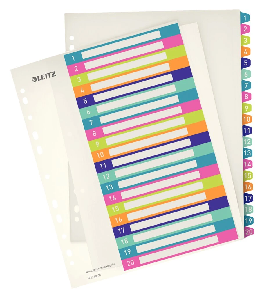 LEITZ Kunststoff-Register WOW, Zahlen, A4 Überbreite, 1-20 (EAN: 4002432115518)