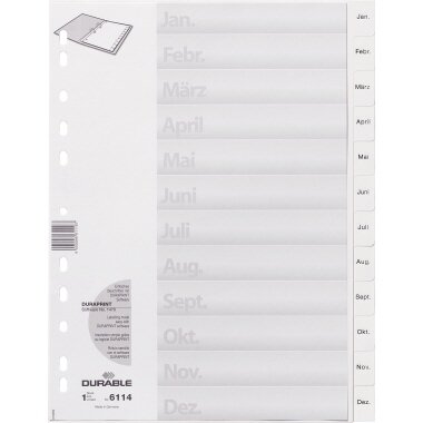 DURABLE Kunststoff-Register, Monate, A4, Januar - Dezember (EAN: 4005546611167)