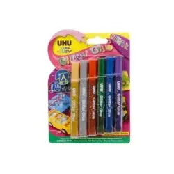 UHU Glitzerkleber Glitter Glue Original, Inhalt: 6 x 10 ml, rot, grün, blau, silber, gold, lila (EAN: 4026700390407)