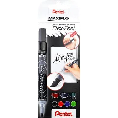 Pentel Whiteboardmarker Maxiflo Flex-Feel, 4er Set MWL5SBF-4, schwarz, rot, blau, grün (EAN: 4016284341902)