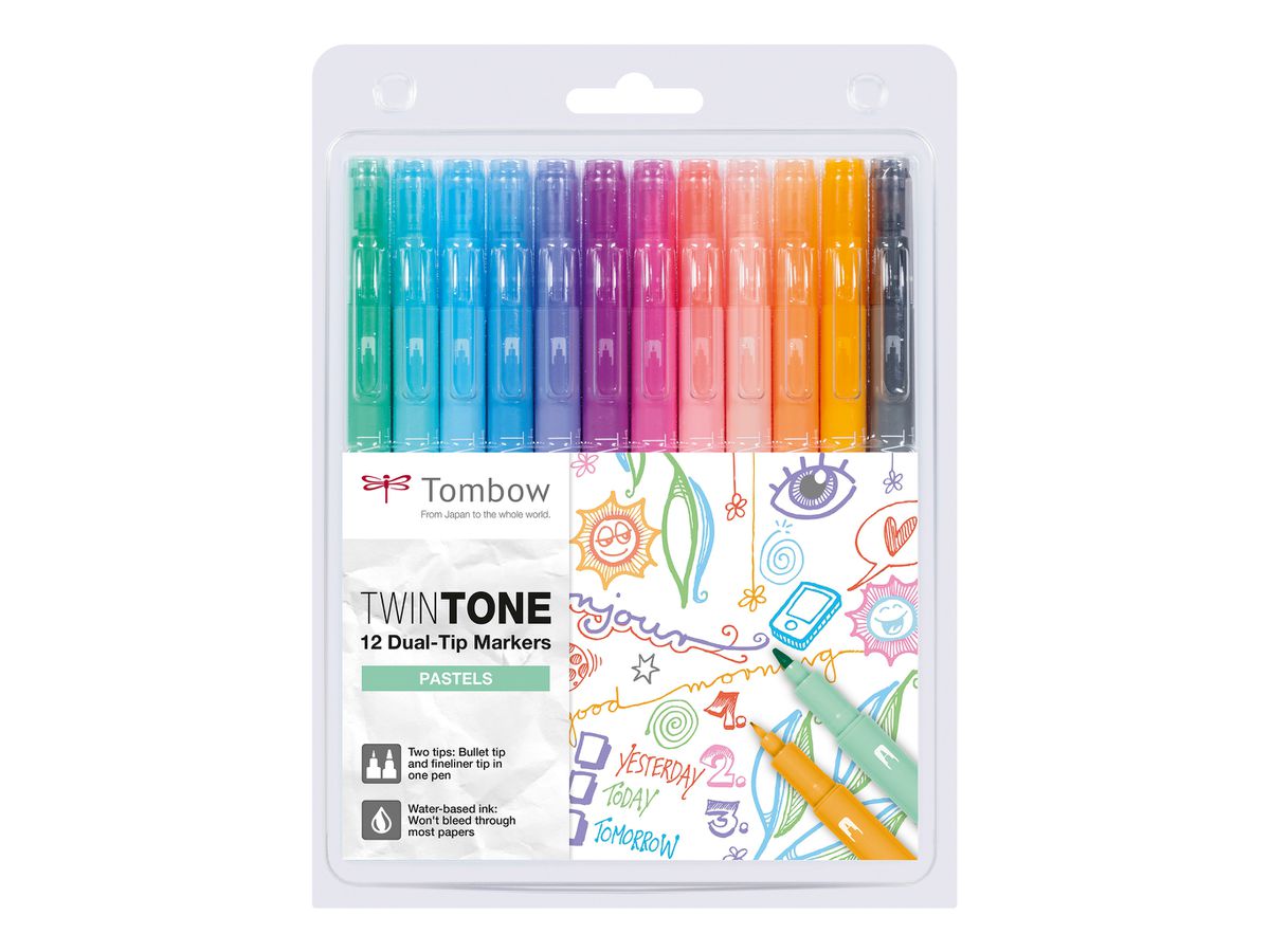 Tombow Doppelfasermaler "TwinTone" Pastell Colours, 12er Set (EAN: 4003198141025)