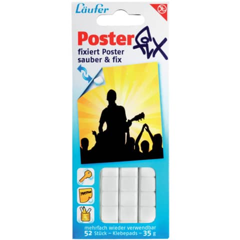 Läufer Klebepads Posterfix, wieder ablösbar, weiß (EAN: 4006677901011)