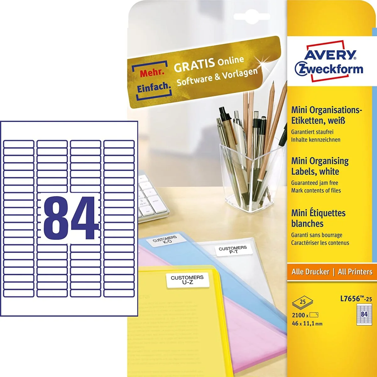 AVERY Zweckform Mini-Etiketten, 46,0 x 11,1 mm, weiß (EAN: 4004182609279)