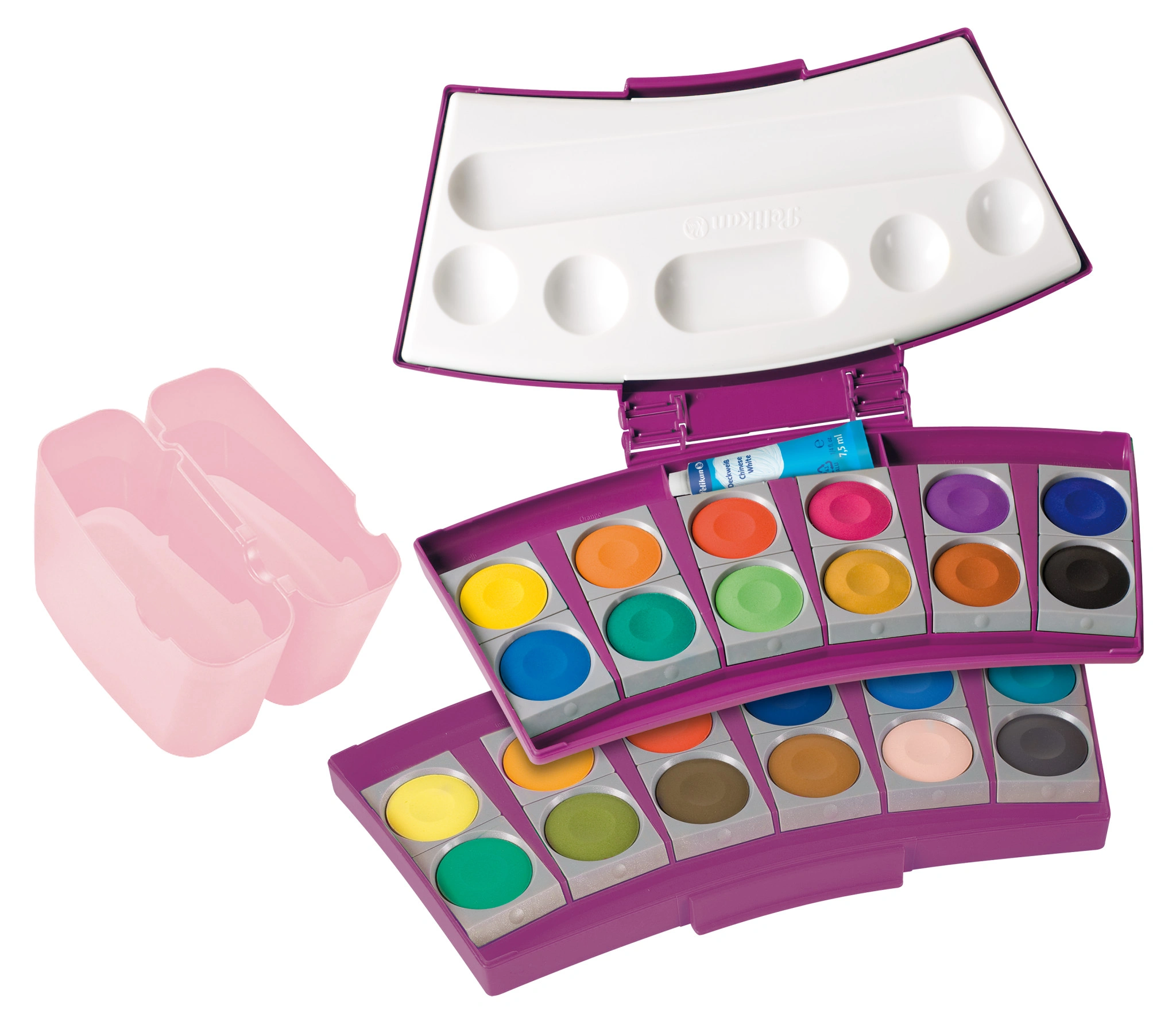 Pelikan Deckfarbkasten ProColor 735, 24 Farben, beere/rosa (EAN: 4012700701213)