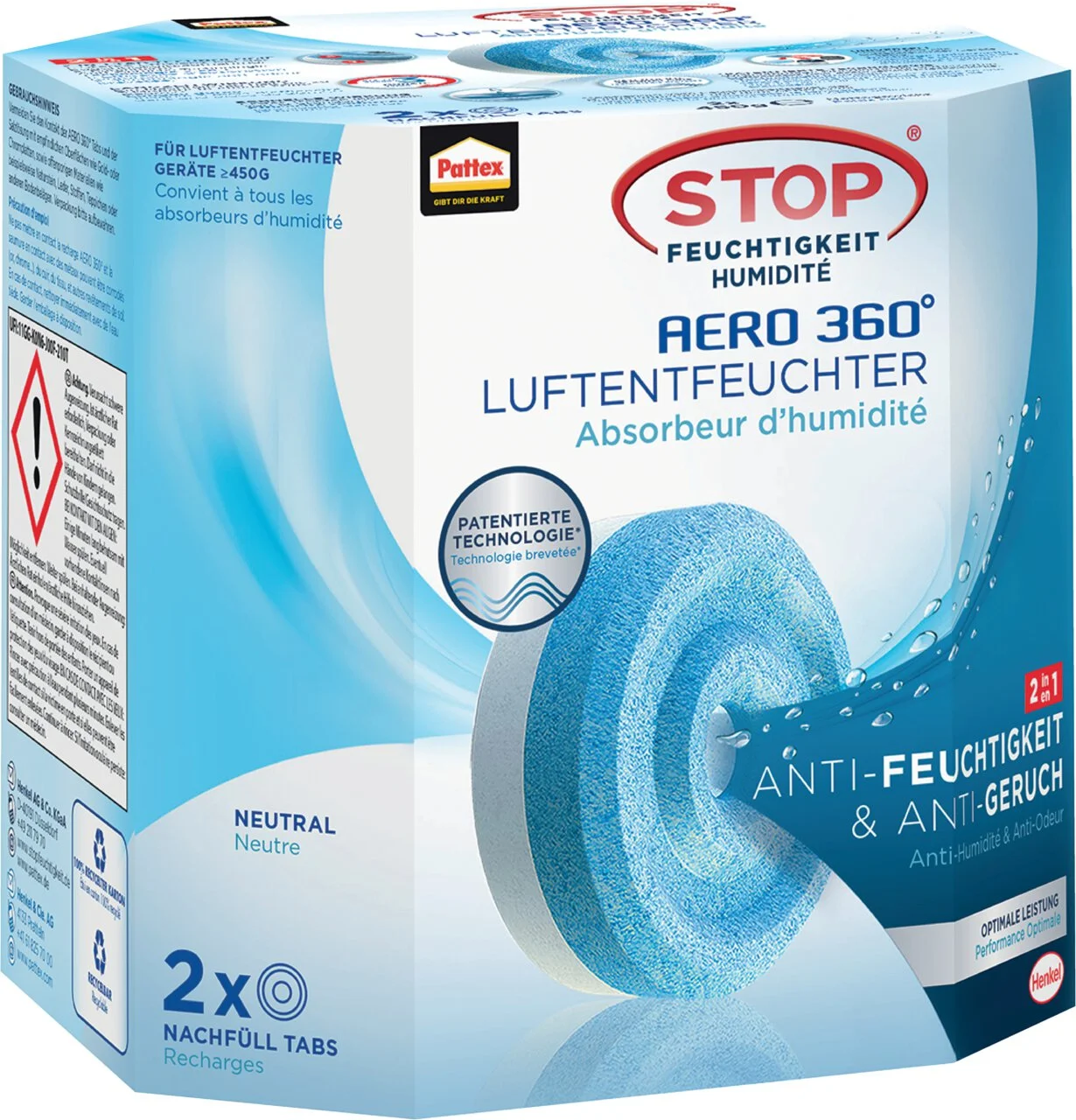 Pattex Nachfülltabs AERO 360 Grad "Neutral", 2 x 450 g (EAN: 4057278000825)