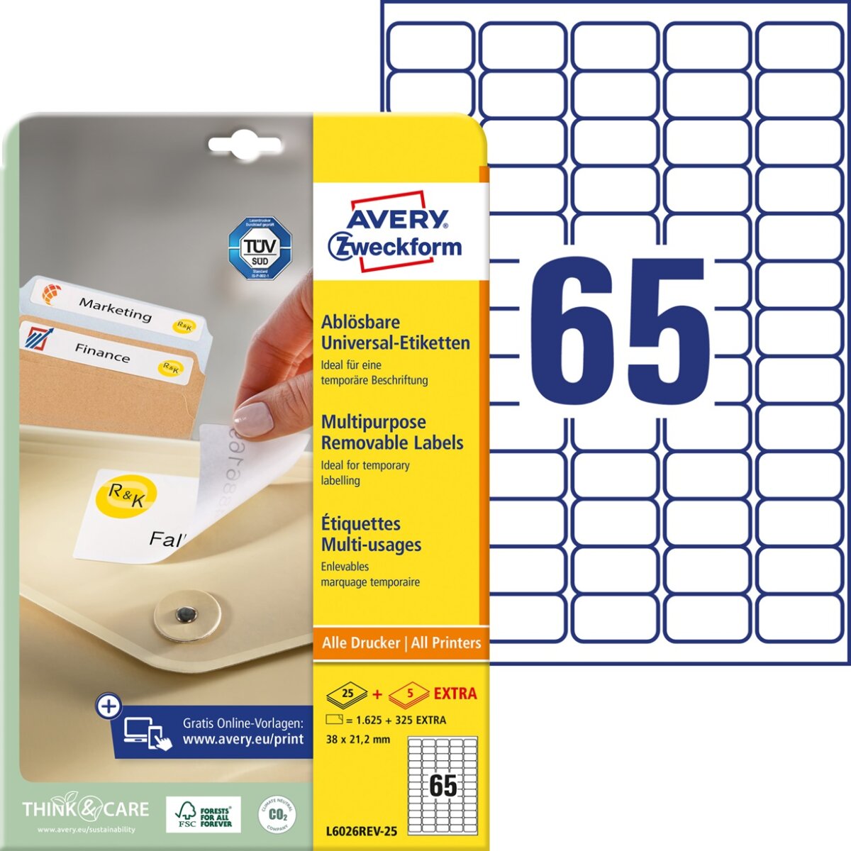 AVERY Zweckform Universal-Etiketten, 38,1 x 21,2 mm, weiß (EAN: 4004182347959)
