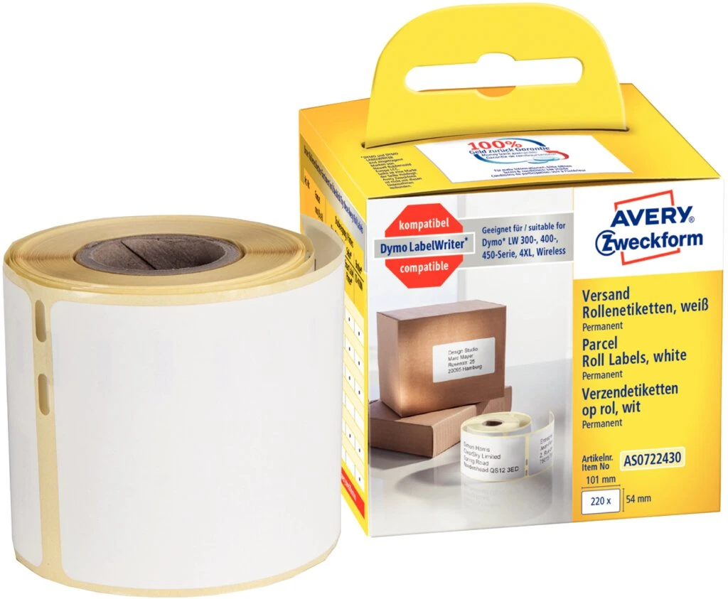 AVERY Zweckform Rollenetiketten, 101 x 54 mm, weiß (EAN: 4004182617045)
