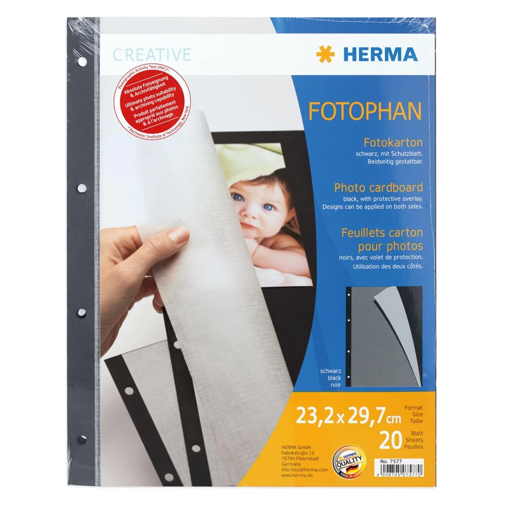 HERMA Fotokarton, 230 x 297 mm, 230 g/qm, schwarz (EAN: 4008705075770)