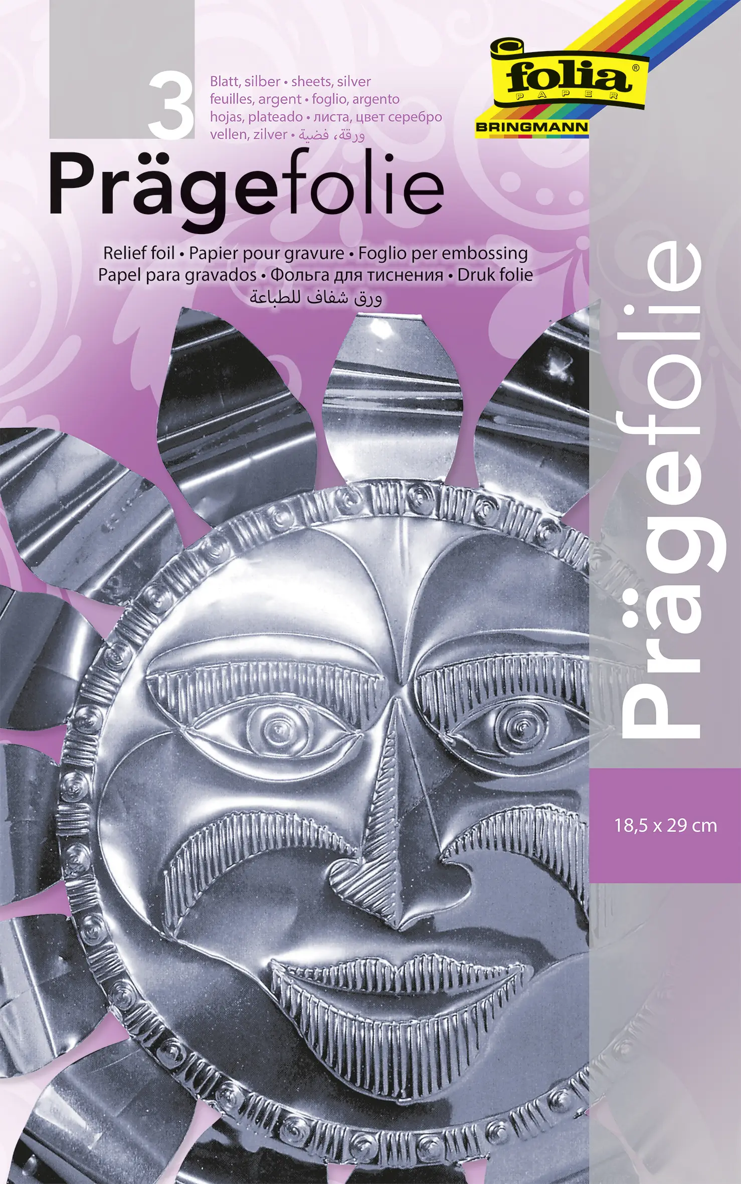 folia Prägefolienmappe, 185 x 290 mm, 3 Blatt, silber (EAN: 4001868005226)
