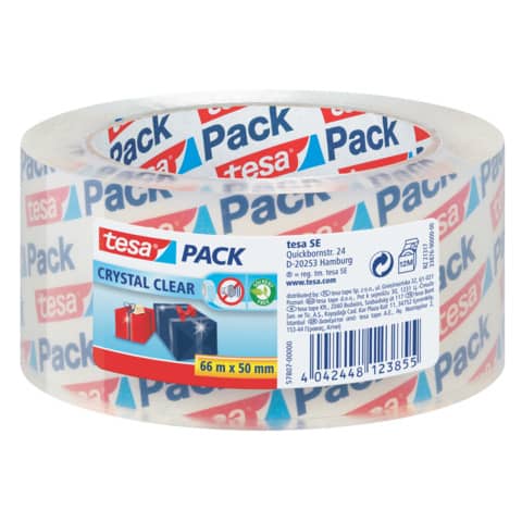 tesapack Verpackungsklebeband crystal clear, 50 mm x 66 m (EAN: 4042448123855)
