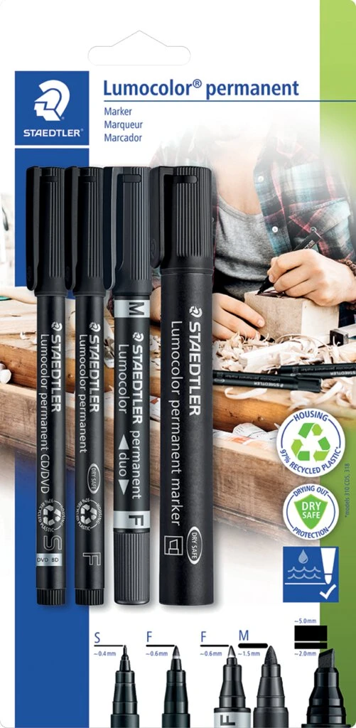 STAEDTLER Lumocolor Permanent-Marker-Set, 4-teilig, schwarz (EAN: 4007817186152)
