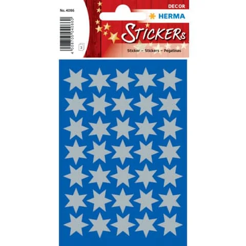 HERMA Weihnachts-Sticker DECOR "Sterne", 16 mm, silber (EAN: 4008705040860)