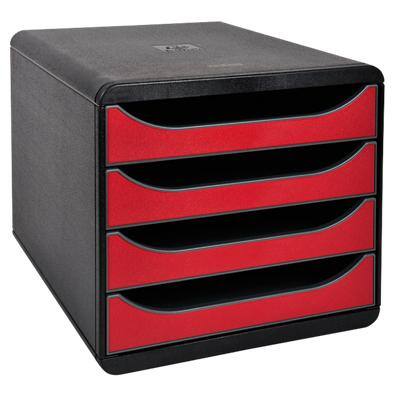 EXACOMPTA Schubladenbox BIG-BOX, 4 Schübe, karminrot (EAN: 9002493424463)
