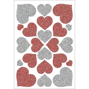 HERMA Sticker MAGIC "Herzen rot & silber", Glittery (EAN: 4008705063876)