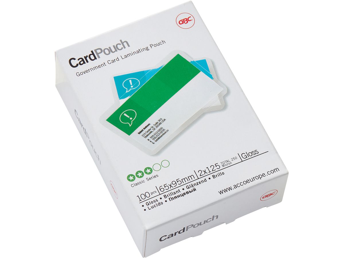 GBC Laminierfolientasche CardPouch, 65 x 95 mm, 250 mic (EAN: 0033816028623)