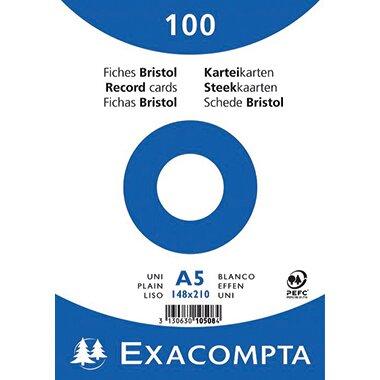 EXACOMPTA Karteikarten, DIN A5, blanko, weiß (EAN: 3130630105084)