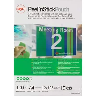 GBC Laminierfolientasche Peel'nStickPouch, DIN A4, 250 mic (EAN: 0033816067394)