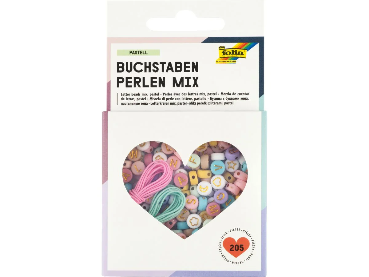 folia Buchstaben-Perlen Mix "PASTELL", Pastellfarben sortiert (EAN: 4001868133370)