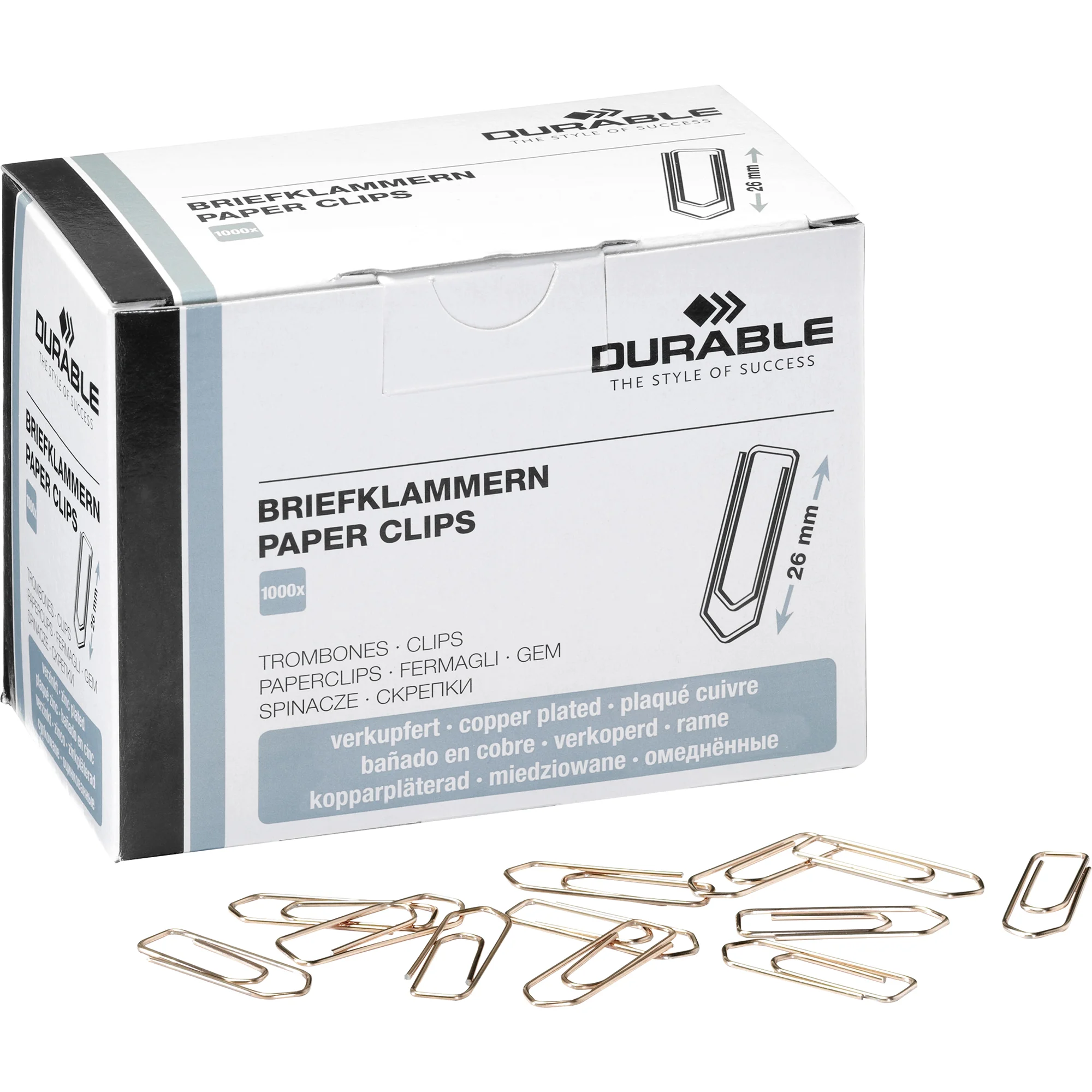 DURABLE Büroklammern, verkupfert, spitz, 26 mm (EAN: 4005546102016)