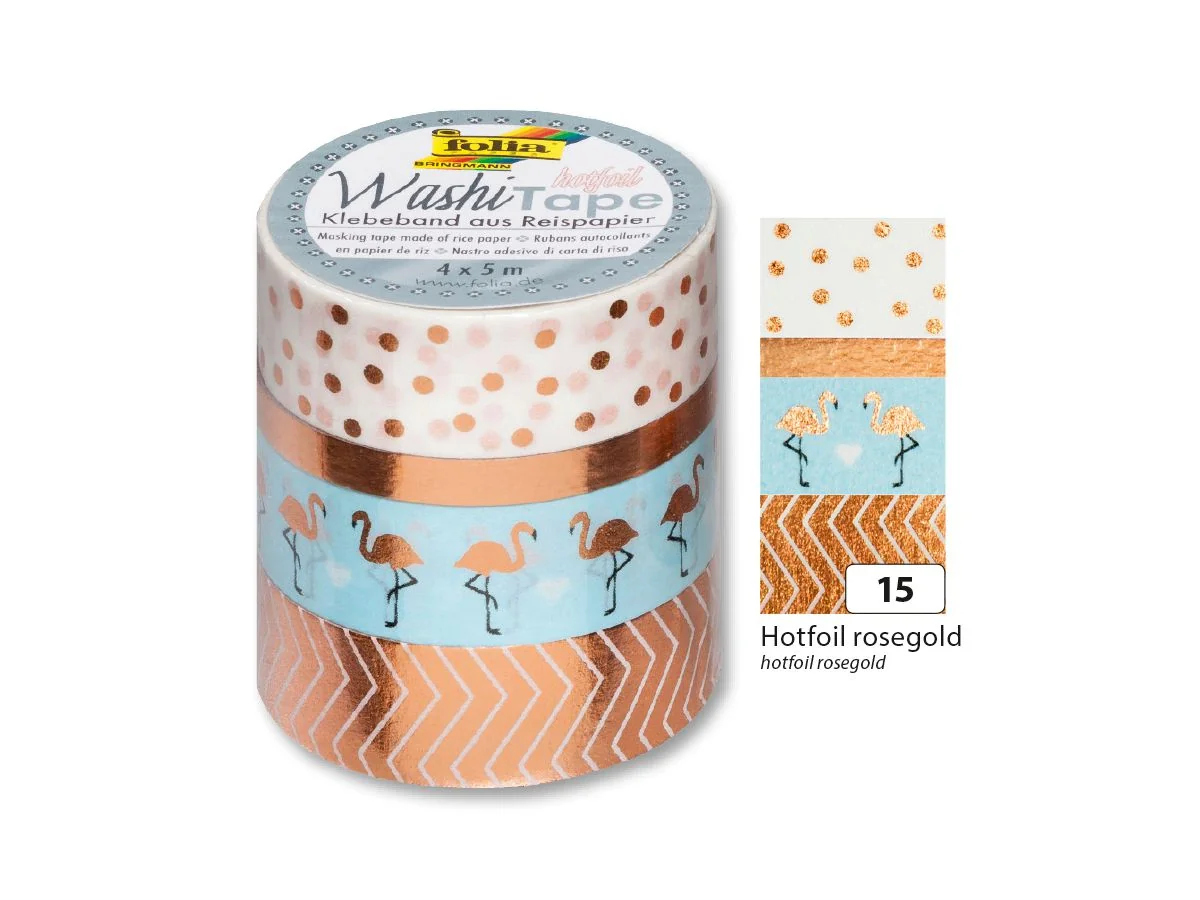 folia Deko-Klebeband Washi-Tape HOTFOIL ROSEGOLD, 4er Set (EAN: 4001868089684)