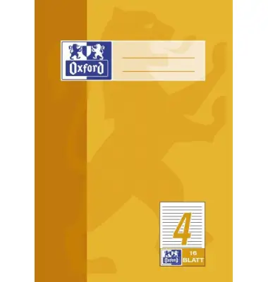 Oxford Schulheft, DIN A5, Lineatur 4/4. Schuljahr, 16 Blatt, gelb (EAN: 4006144920682)