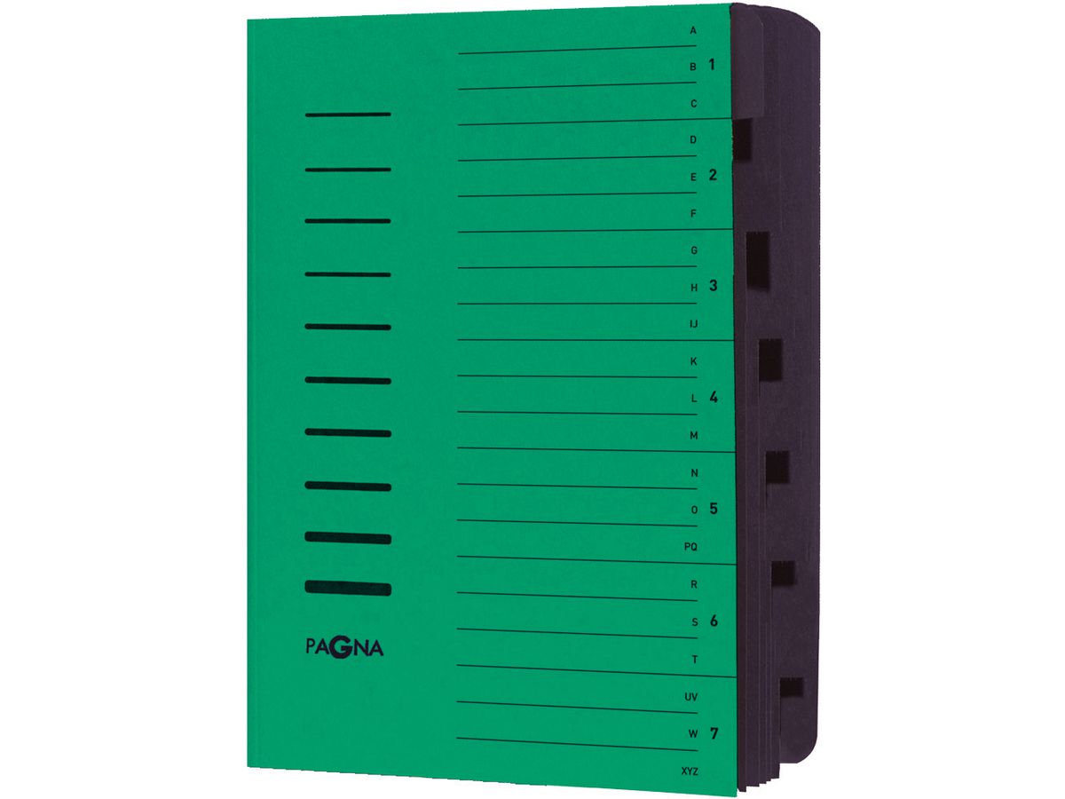 PAGNA Ordnungsmappe, DIN A4, aus Karton, 7 Fächer, grün (EAN: 4013951002142)
