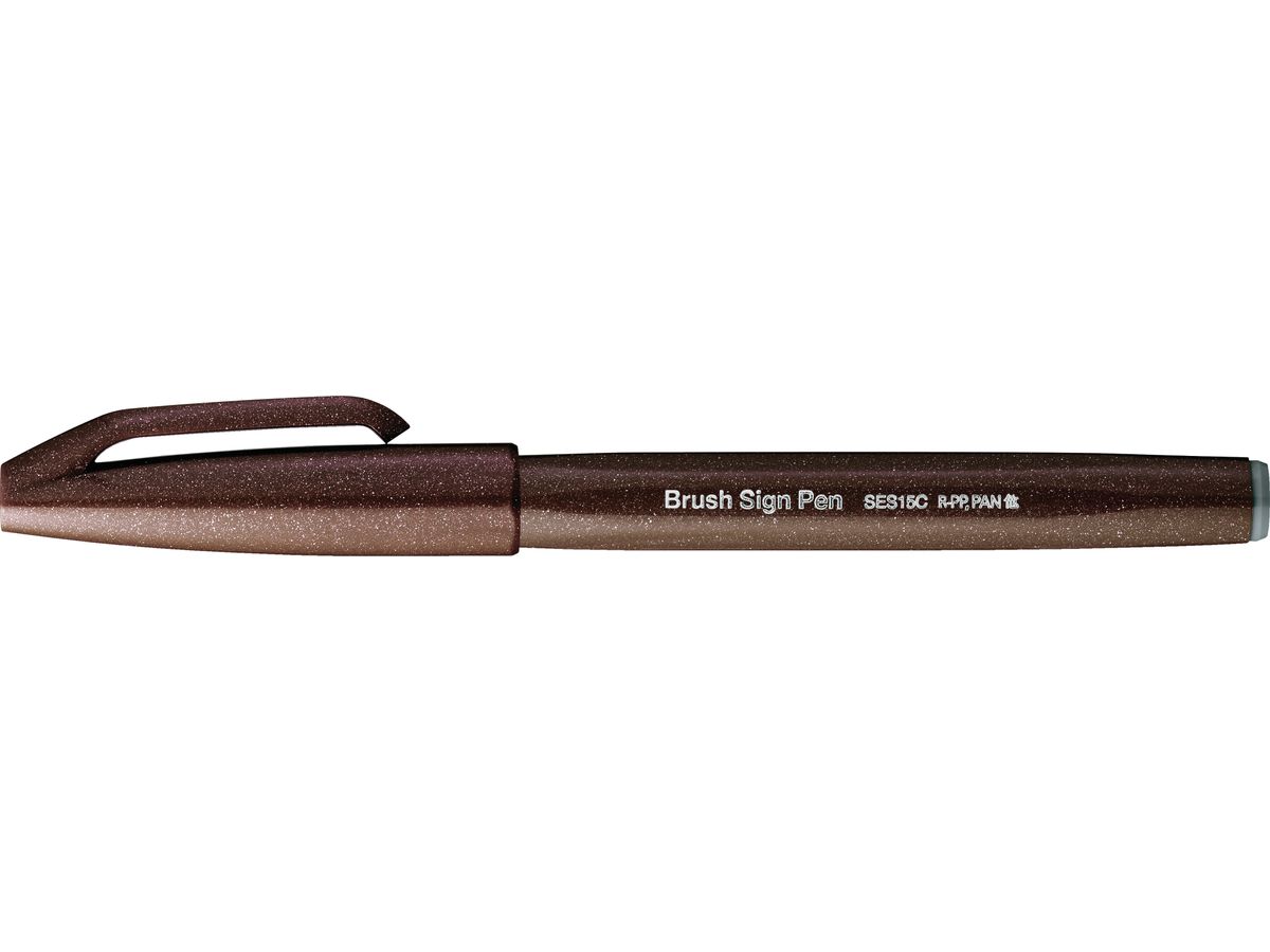 PentelArts Faserschreiber Brush Sign Pen SES15, dunkelbraun (EAN: 4902506412911)