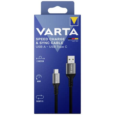 VARTA Ladekabel Speed Charge & Sync cable USB-A - USB-C, 2 m (EAN: 4008496066216)