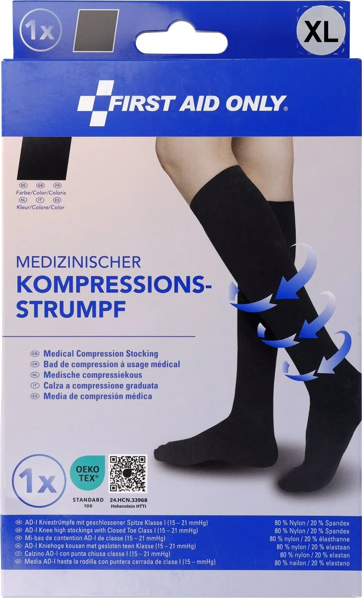 FIRST AID ONLY Kompressions-Strumpf, kniehoch, XL, schwarz (EAN: 4027521537279)