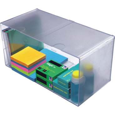 deflecto Organisationsbox Cube Doppel, 1 Fach, glasklar (EAN: 0079916023830)