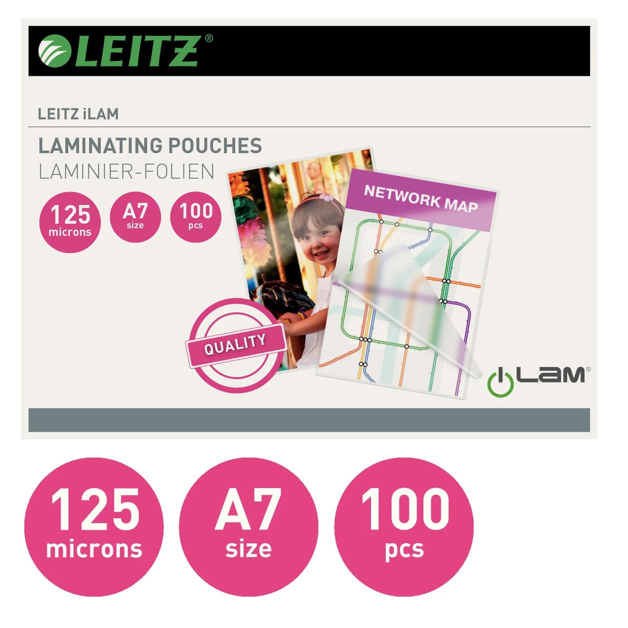 LEITZ Laminierfolientasche, DIN A7, glänzend, 250 mic (EAN: 5411313338059)