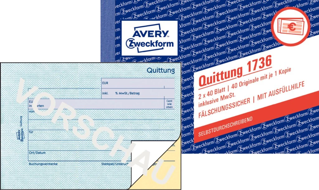 AVERY Zweckform Formularbuch "Quittung", SD, A6 quer (EAN: 4004182017364)