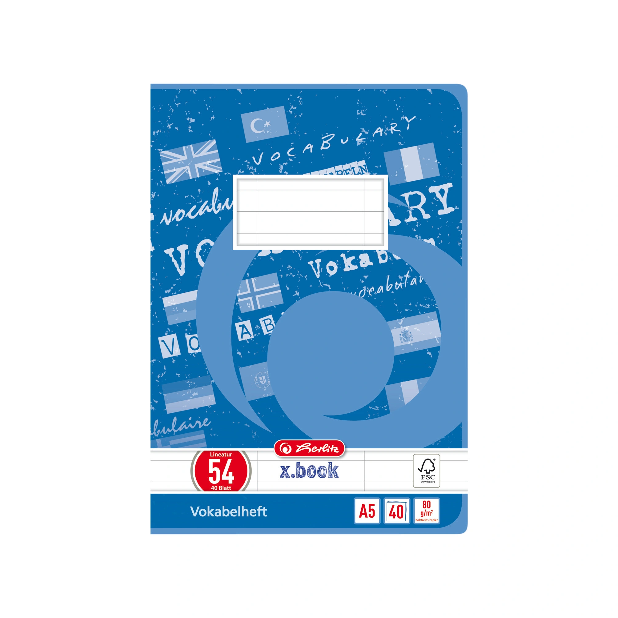 herlitz Vokabelheft x.book, DIN A5, 3-spaltig, 40 Blatt (EAN: 4008110289076)