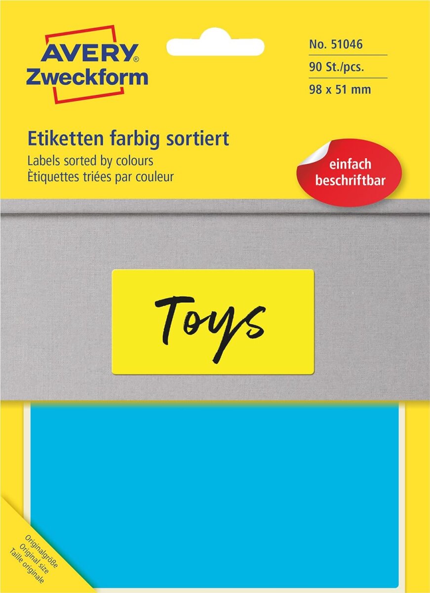 AVERY Zweckform Vielzweck-Eiketten, 98 x 51 mm, farbig (EAN: 4004182510469)