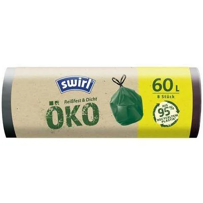 swirl Öko-Mülleimerbeutel, mit Zugband, grün, 60 Liter (EAN: 4008871217394)