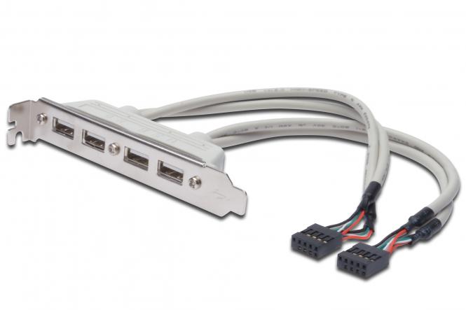 DIGITUS USB 2.0 Slotblech, 4 x USB Port, 0,25 m (EAN: 4016032283454)