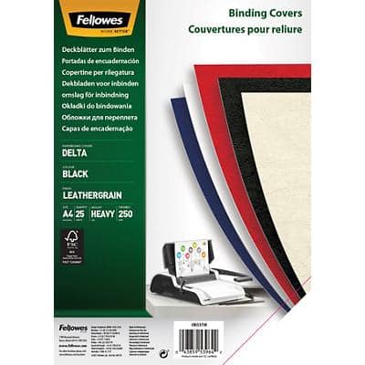 Fellowes Deckblatt Delta, Lederstruktur, DIN A4, schwarz (EAN: 0043859539642)