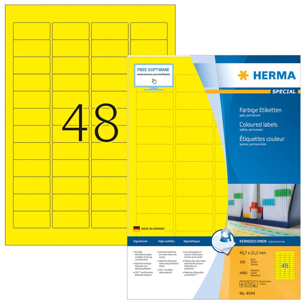 HERMA Universal-Etiketten SPECIAL, 45,7 x 21,2 mm, gelb (EAN: 4008705045445)