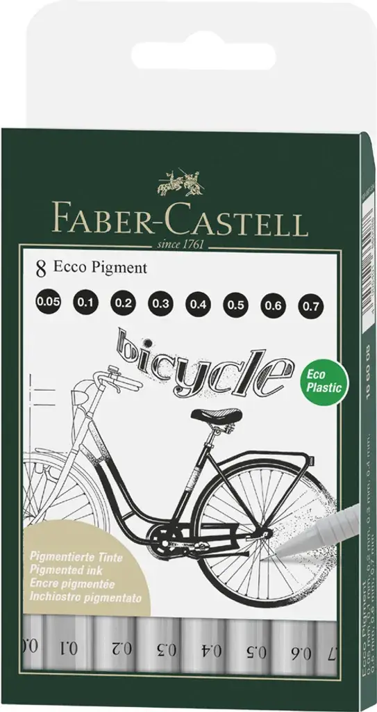 FABER-CASTELL Pigmentliner ECCO PIGMENT, schwarz, 8er Etui (EAN: 4005401660088)