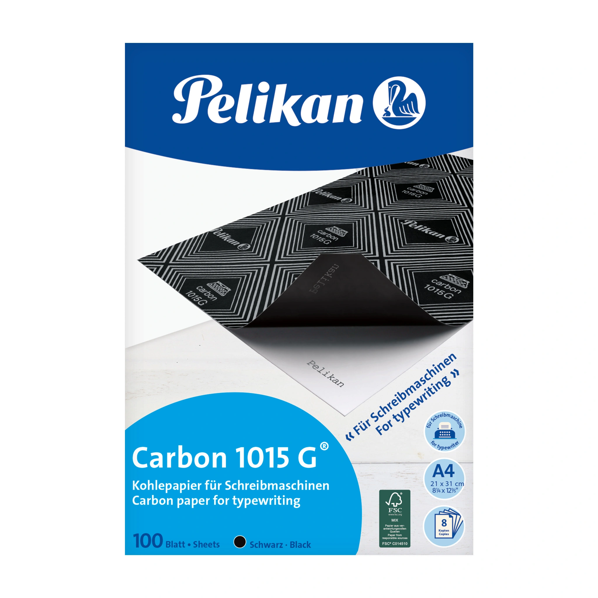 Pelikan Kohlepapier Carbon 1015G, DIN A4, 100 Blatt, schwarz (EAN: 4012700018779)