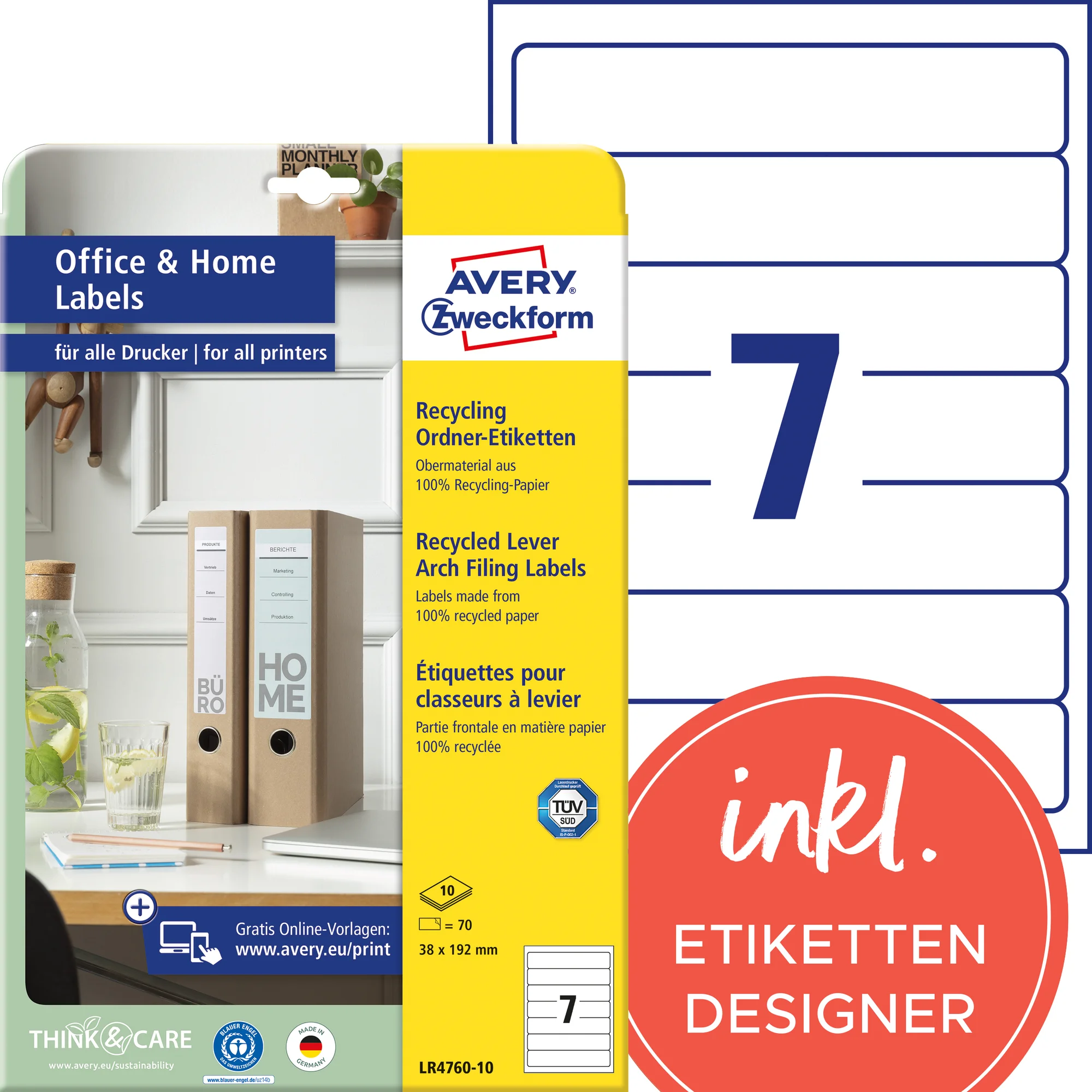 AVERY Zweckform Recycling-Ordnerrücken-Etiketten Home Office (EAN: 4004182085097)