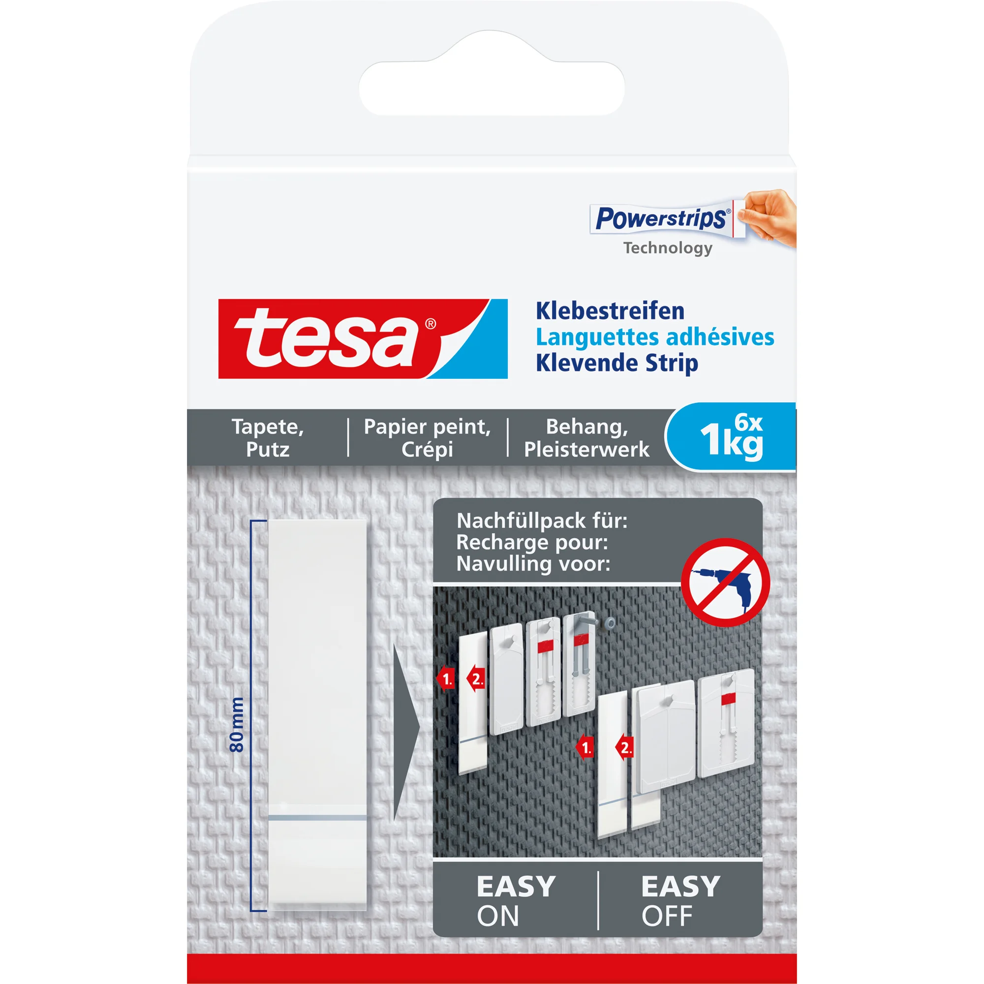 tesa Powerstrips Klebestreifen für Tapete/Putz, transparent (EAN: 4042448340450)