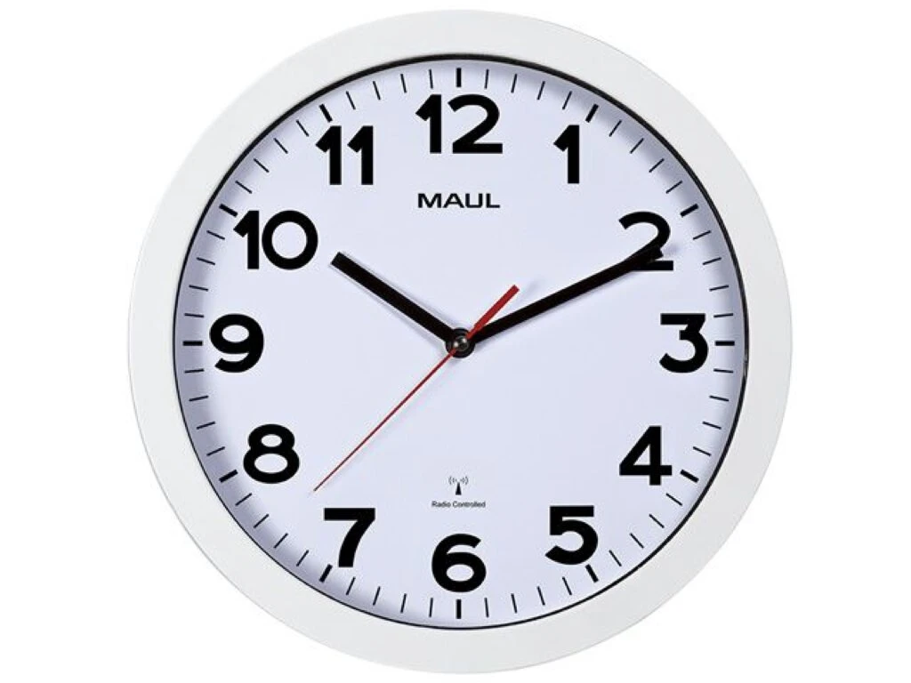 MAUL Wanduhr/Funkuhr MAULstep, Durchmesser: 300 mm, weiß (EAN: 4002390065665)