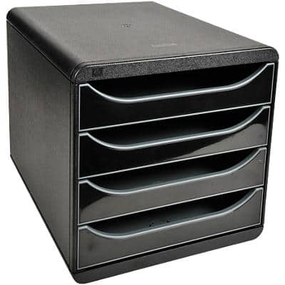 EXACOMPTA Schubladenbox BIG-BOX, 4 Schübe, schwarz glänzend (EAN: 9002493423275)