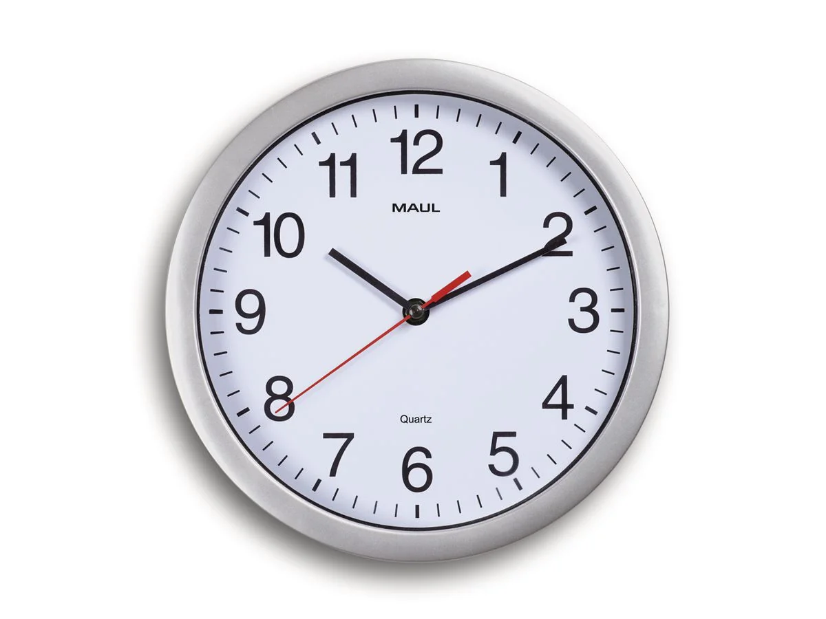 MAUL Wanduhr/Quarzuhr MAULrun, Durchmesser: 250 mm, silber (EAN: 4002390065658)