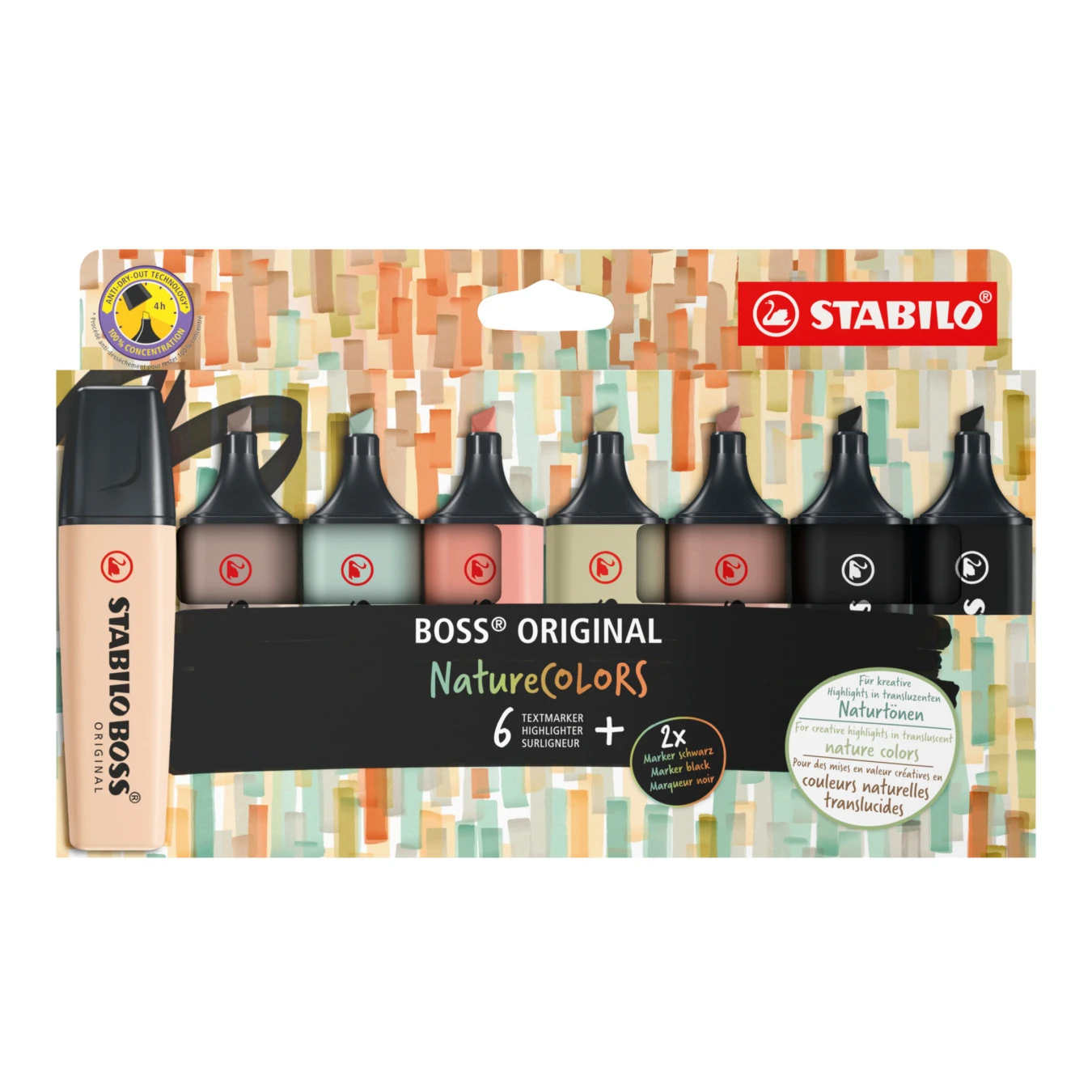 STABILO Textmarker BOSS ORIGINAL NatureCOLORS, 8er Etui (EAN: 4006381603157)