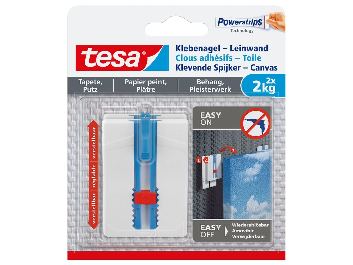 tesa Powerstrips Klebenagel, für Tapete & Putz, 2,0 kg (EAN: 4042448537102)